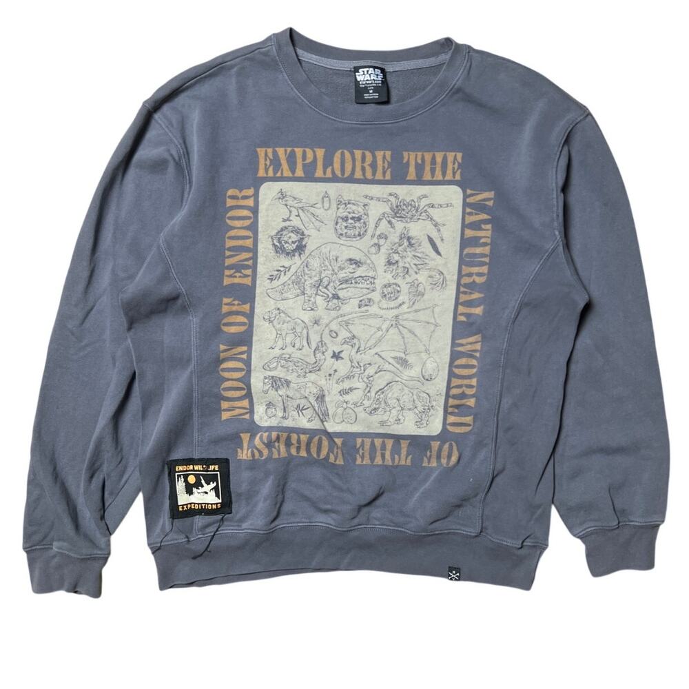 Star Wars Endor Wildlife Expeditions Pullover Crew Sweatshirt Mens Size M